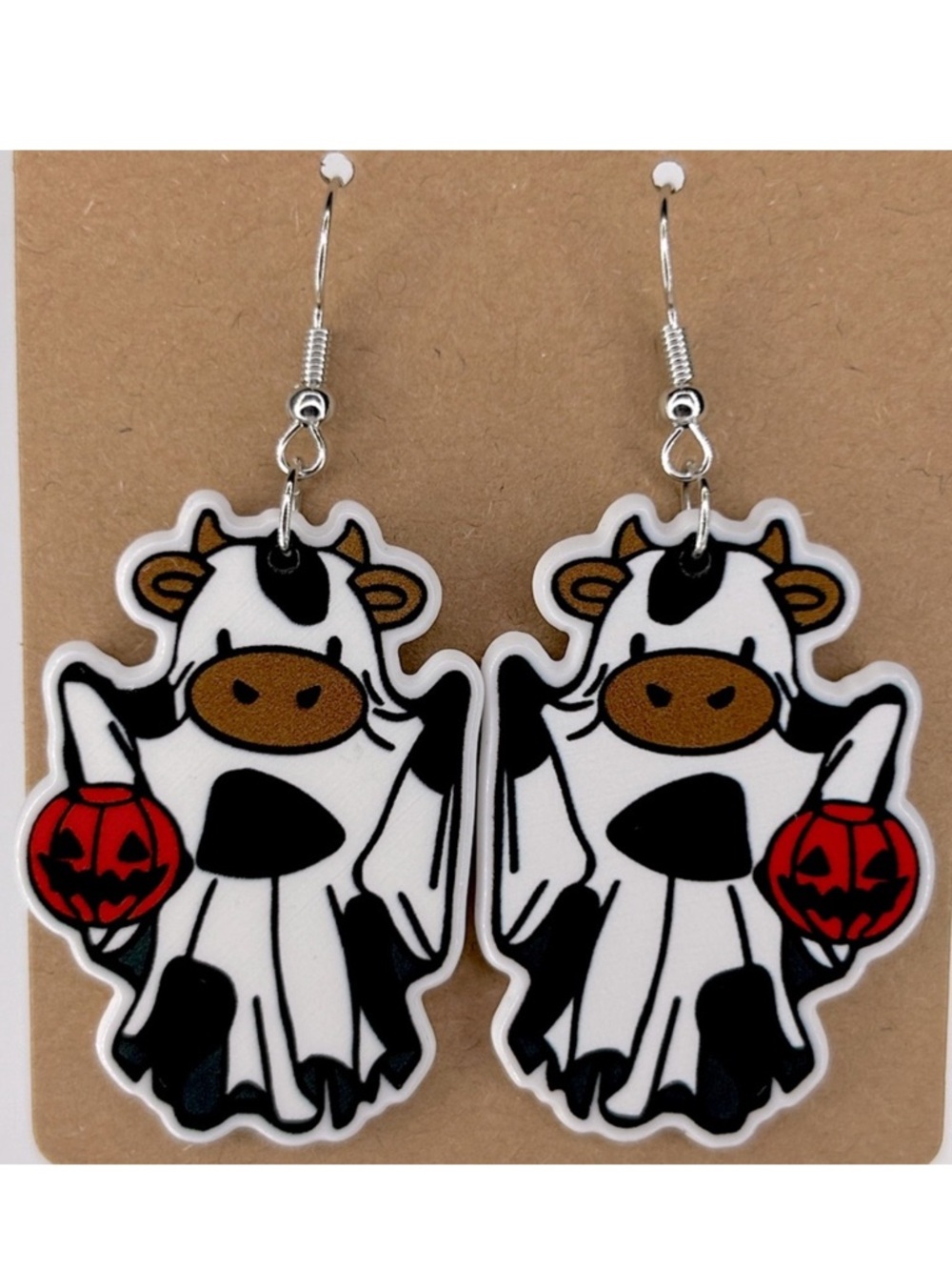 Charming Halloween Cow Ghost Acrylic Earrings Fashion Jewelry Country Farm Style